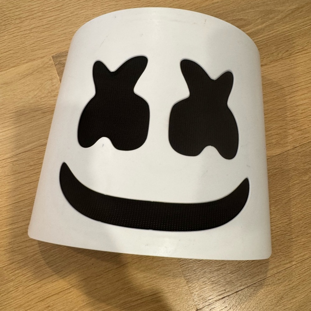 marshmallow White and Black Smiley Face Helmet kids for halloween